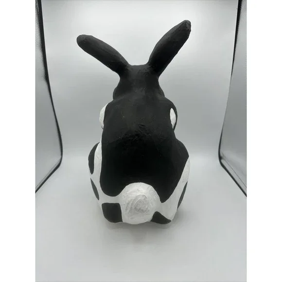 Dept 56 Bunny Rabbit Papier Paper Mache Large Black White Easter RARE - Picture 5 of 16